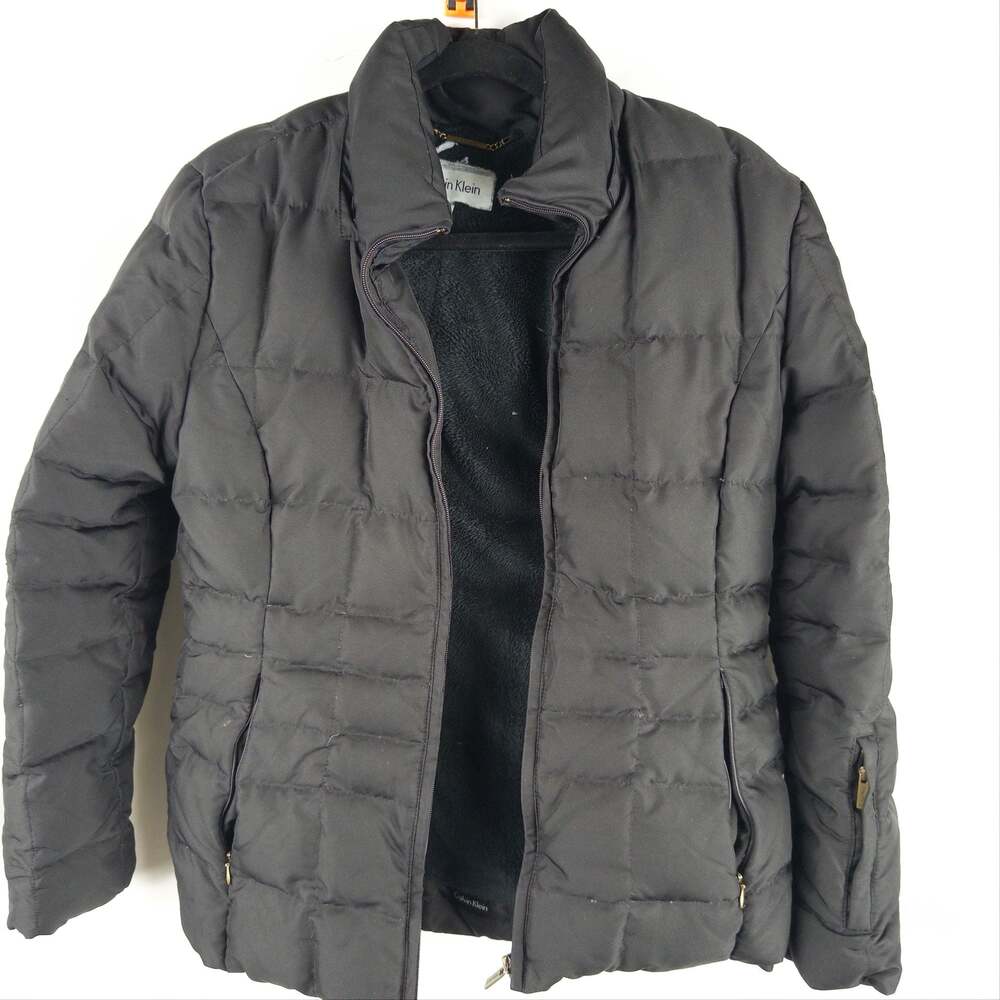 Calvin Klein Women's Black Quilted Puffer Jacket with Fleece Lining